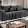 Sofa rozkładana 3-osobowa "BONELL" Manila Velvet, ciemnoszara