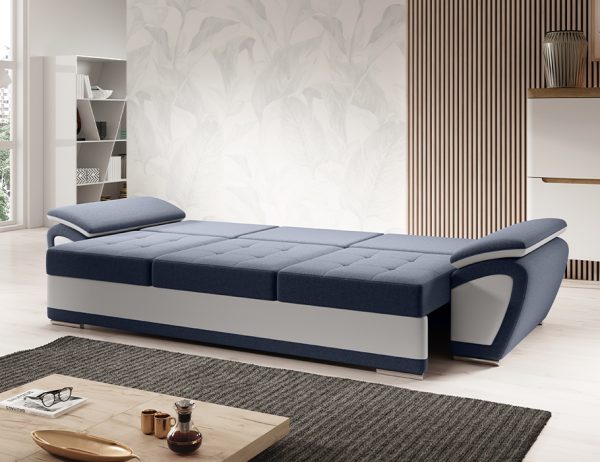 Sofa bed 3 seater "BOSTON"   BLUE-WHITE - Image 3