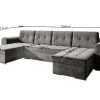 Corner Sofa Bed "BRONX U" easy clean Velvet , MUSTARD - Image 2