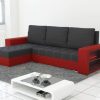 Corner Sofa Bed "AXEL" LED lights  Dark Grey / Red