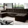Corner Sofa Bed "BRONX U" easy clean Velvet , BROWN