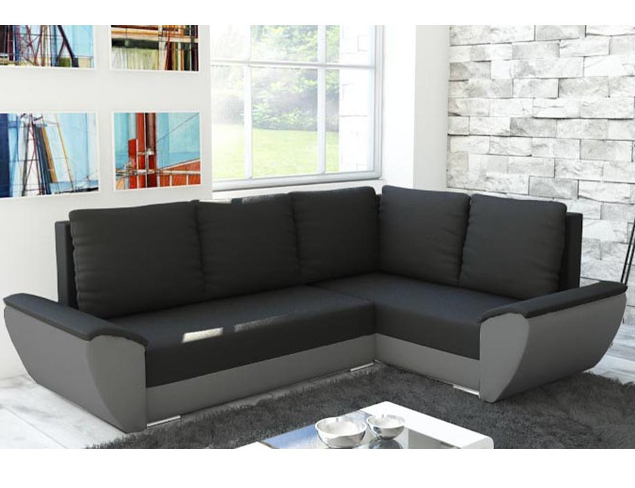 Sofa narożna "FLY L" RIGHT czarny/szary