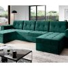 Sofa narożna "BRONX U" łatwa w czyszczeniu Velvet, ZIELONA