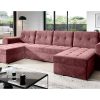 Corner Sofa Bed "BRONX U" easy clean Velvet , DIRTY PINK
