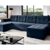 Corner Sofa Bed "BRONX U" easy clean Velvet , NAVY BLUE