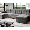Corner Sofa Bed "BRONX U" easy clean Velvet , GREY