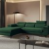 Corner sofa bed "FLAT"  left  corner  GREEN  velvet