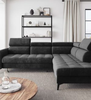 Corner Sofa Bed "BERLIN L"   RIGHT  corner,   GRAPHITE