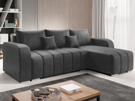 Corner sofa bed "BONELL".  Manila Velvet , Dark Grey