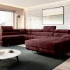 Sofa narożna "ASTRO U" LEWA, aksamit do łatwego czyszczenia!  BURGUNDY