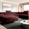 Corner Sofa Bed "ASTRO U"  RIGHT,   EASY CLEAN velvet!  BURGUNDY