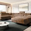 Sofa narożna "ASTRO U" LEWA, aksamit do łatwego czyszczenia!  CIEMNY BEŻ