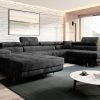 Corner Sofa Bed "ASTRO U"  RIGHT,   EASY CLEAN velvet!  GRAPHITE