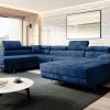 Sofa narożna "ASTRO U" LEWA, aksamit do łatwego czyszczenia!  GRANATOWY
