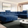 Corner Sofa Bed "ASTRO U"  RIGHT,   EASY CLEAN velvet!  NAVY BLUE