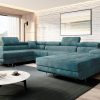 Corner Sofa Bed "ASTRO U"  LEFT,   EASY CLEAN velvet!  TURQUOISE