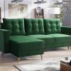 Corner Sofa Bed "BERGAMO" strong , french VELVET,  Green