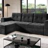 Corner sofa bed "BRONX"  easy clean Velvet,  GRAPHITE