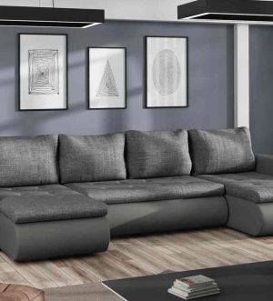 Corner Sofa Bed "BROOKLYN U"  Grey / Grey DARK