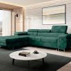 Corner sofa bed "NORBII"  LEFT corner , EASY CLEAN velvet!   GREEN