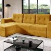 Corner sofa bed "BRONX"  easy clean Velvet,  MUSTARD