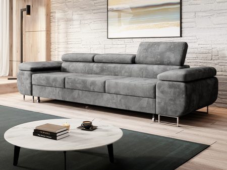 Sofa rozkładana "NORBII" EASY CLEAN velvet!  SZARY