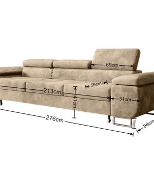 Sofa rozkładana "NORBII" tkanina sztruksowa BEIGE