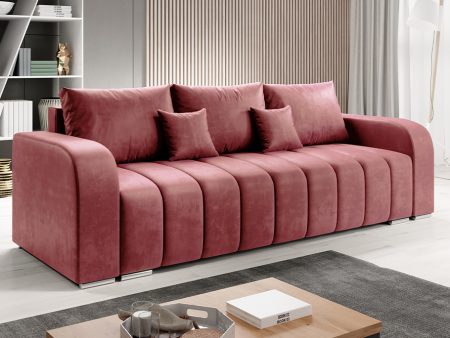 Sofa rozkładana 3-osobowa "BONELL" Manila Velvet, brudny róż