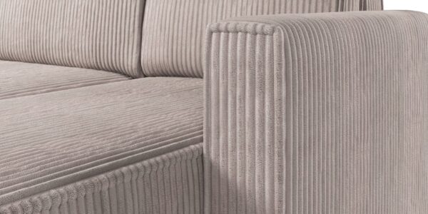 Corner Sofa Bed "MIMIR U"  Corduroy fabric  BEIGE - Image 4