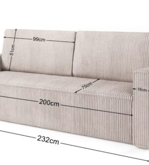 Sofa Bed "MIMIR"  Corduroy fabric  BEIGE