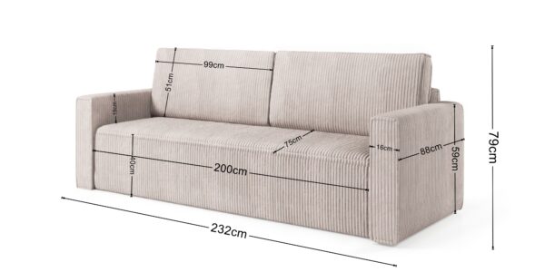 Sofa Bed "MIMIR"  Corduroy fabric  BEIGE - Image 2