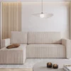 Corner Sofa Bed "MIMIR"  Corduroy fabric  CREAM