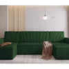 Corner Sofa Bed "MIMIR U"  Corduroy fabric  GREEN