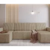 Corner Sofa Bed "MIMIR U"  Corduroy fabric  BEIGE