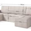 Corner Sofa Bed "MIMIR U"  Corduroy fabric  GREY - Image 5