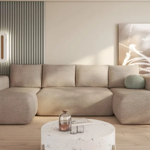 Corner Sofa Bed "LAMBII U"  BEIGE