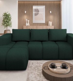 Corner Sofa Bed "FLAVIO" LEFT corner DARK GREEN