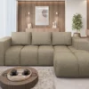 Corner Sofa Bed "FLAVIO" RIGHT corner LIGHT BEIGE