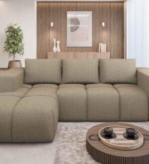 Corner Sofa Bed "FLAVIO" LEFT corner LIGHT BEIGE