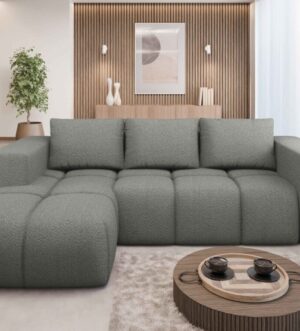 Corner Sofa Bed "FLAVIO" LEFT corner LIGHT GREY