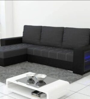 Corner sofa Bed "Axel Led" light grey / black