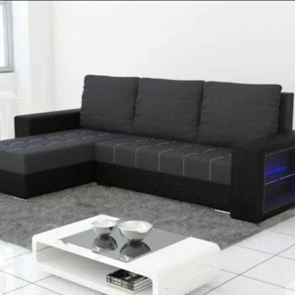 Corner sofa Bed "Axel Led" light grey / black