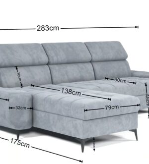 Corner Sofa Bed "COMO"  Grey