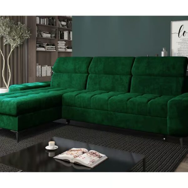 Corner Sofa Bed "COMO" Dark Green